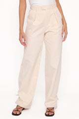 Asher Tie Detail Tapered Leg Pants - Cream