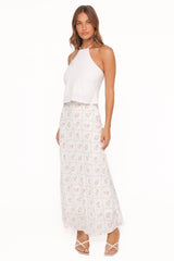 Steele Bias Maxi Skirt - White Vintage Floral