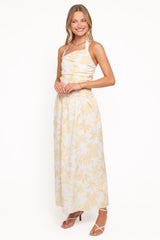 Jemma Halter Maxi Dress - Yellow Floral