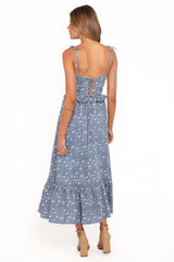 Karie Midi Dress - Blue Floral