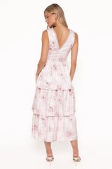 Natarsha Maxi Dress - White Pink Floral