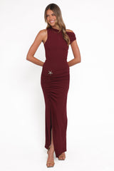Sandara Off Shoulder Maxi Dress - Burgundy