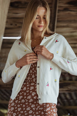 Millen Flower Embroidery Cardigan - Cream