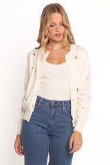 Millen Flower Embroidery Cardigan - Cream