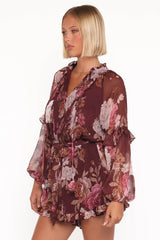 Delaney Long Sleeve Romper - Brandy Bloom