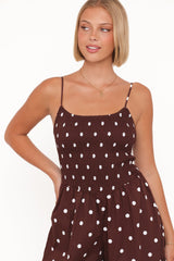 Paloma Jumpsuit - Chocolate Polka Dot