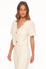Jensen Scallop Hem Top - Butter Yellow