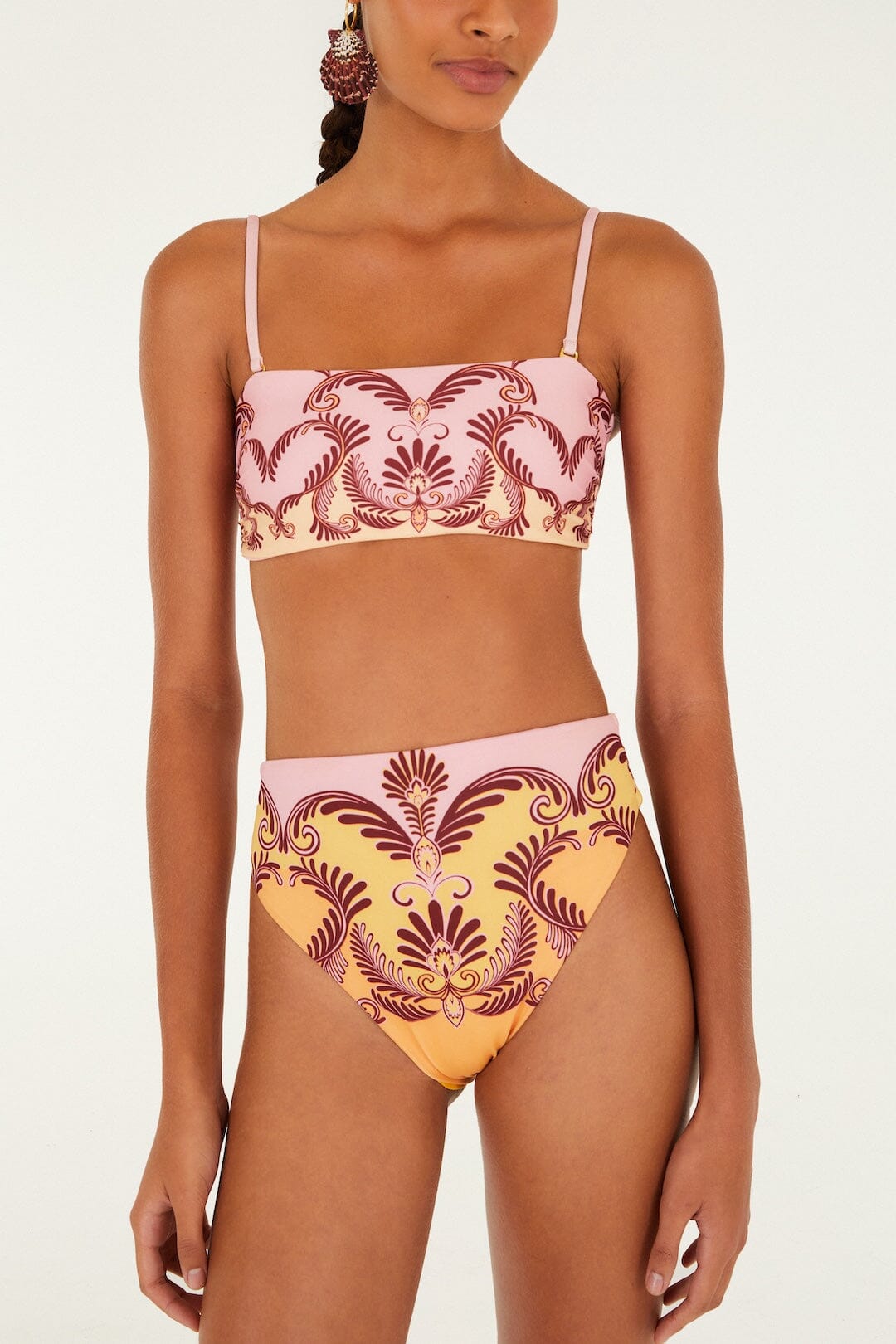 Soft Yellow Arabesc Hot Pants Bikini Bottom
