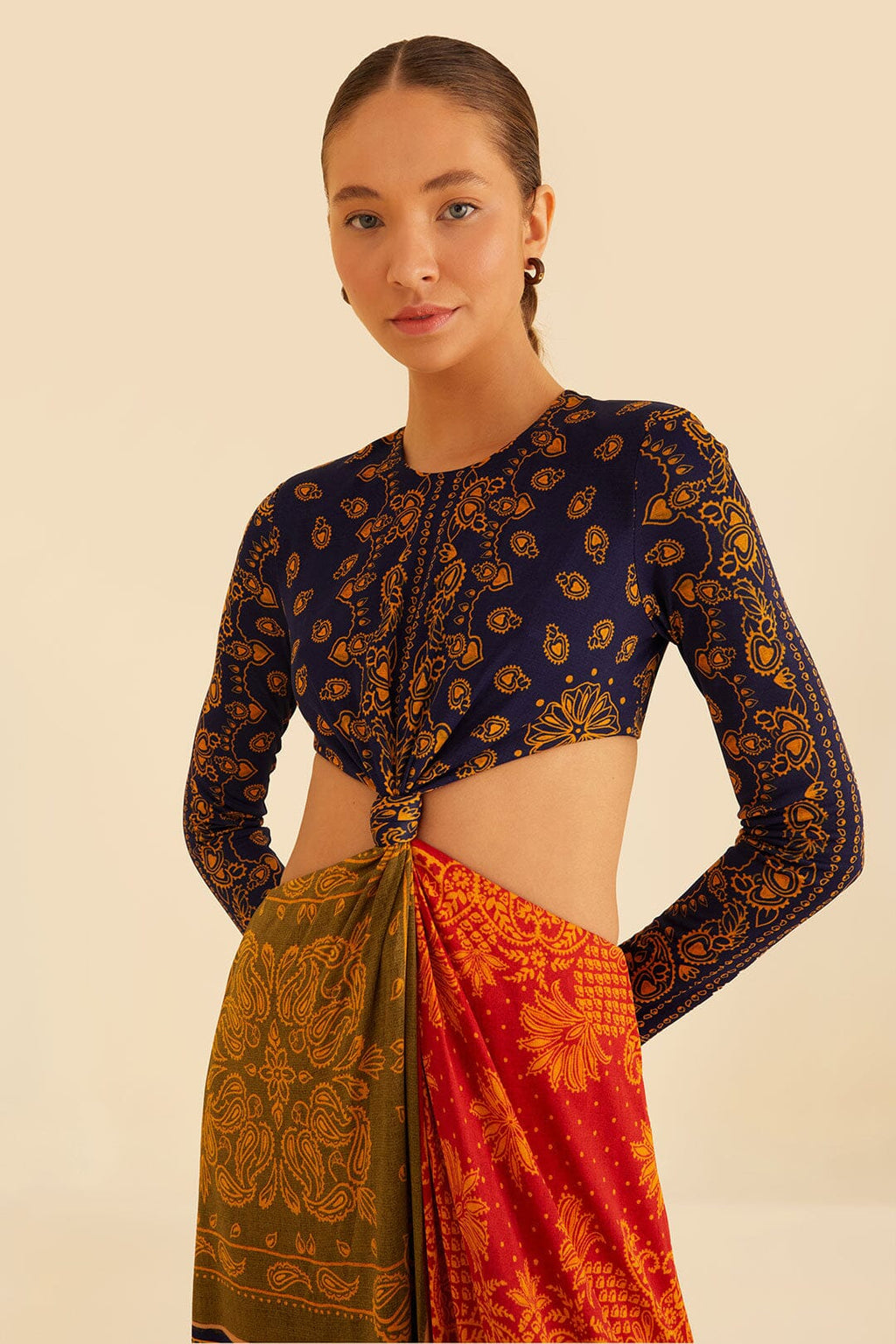 Multicolor Bandana Dream Cut Out Maxi Dress