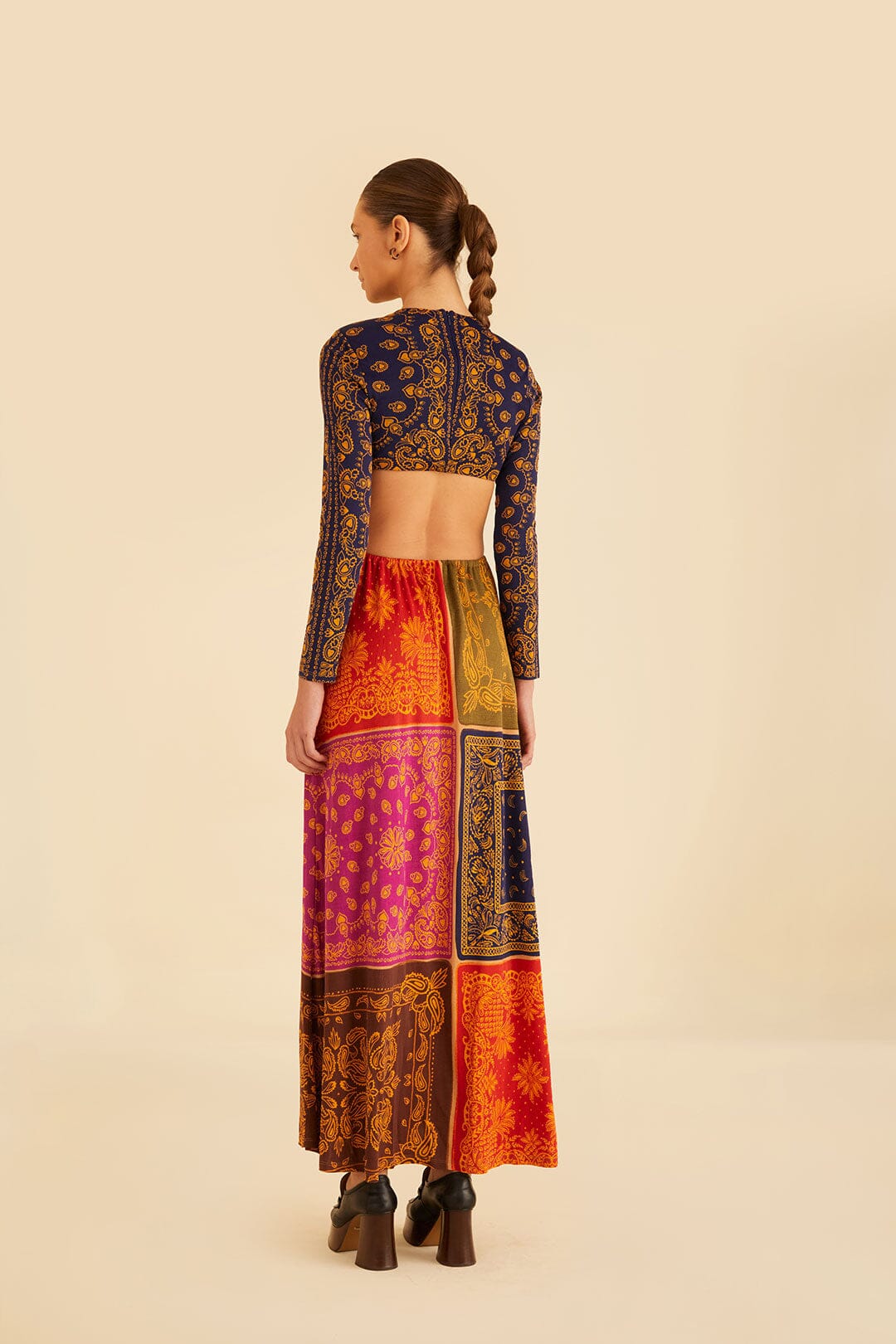 Multicolor Bandana Dream Cut Out Maxi Dress