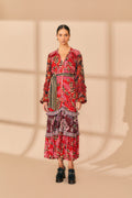 Mixed Floral Prints Long Sleeve Maxi Dress