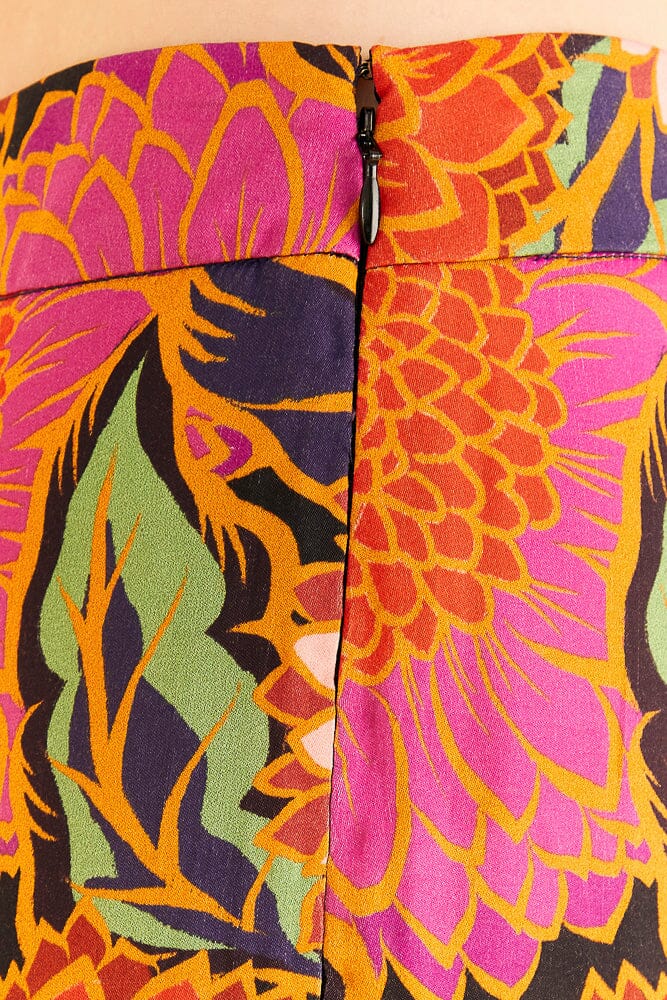 Multicolor Vintage Garden Satin Flare Pants