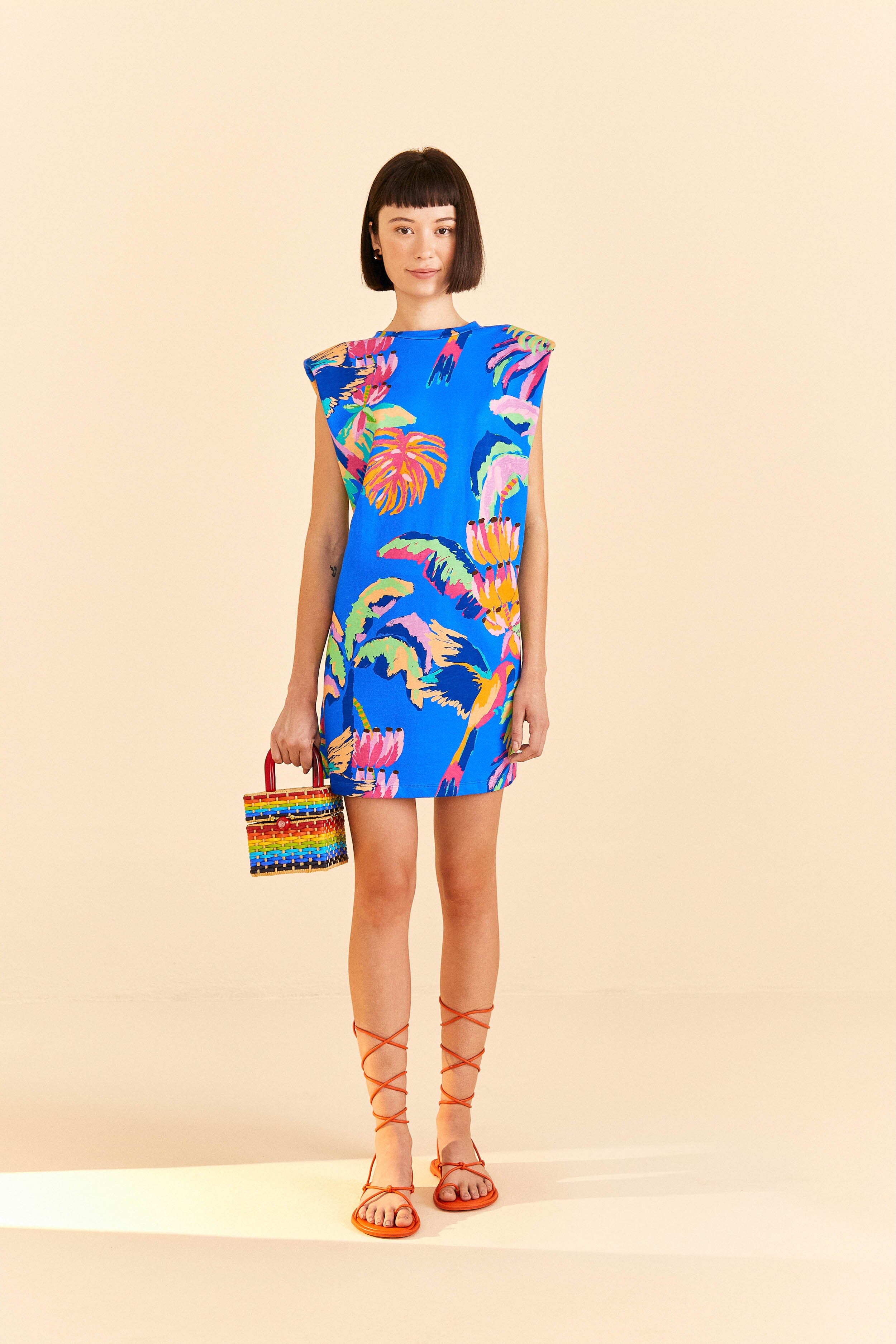 Blue Painted Jungle T-Shirt Dress
