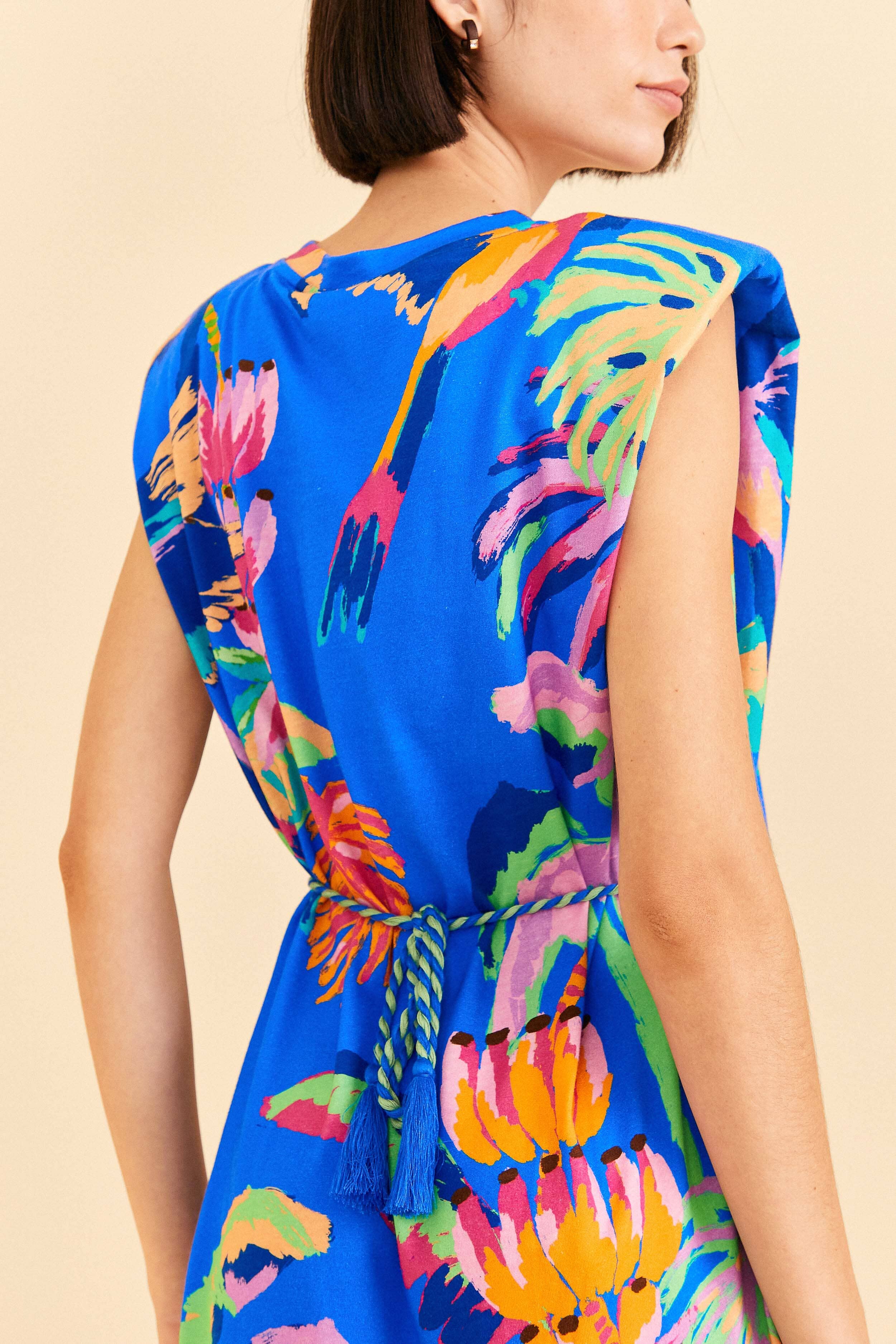 Blue Painted Jungle T-Shirt Dress
