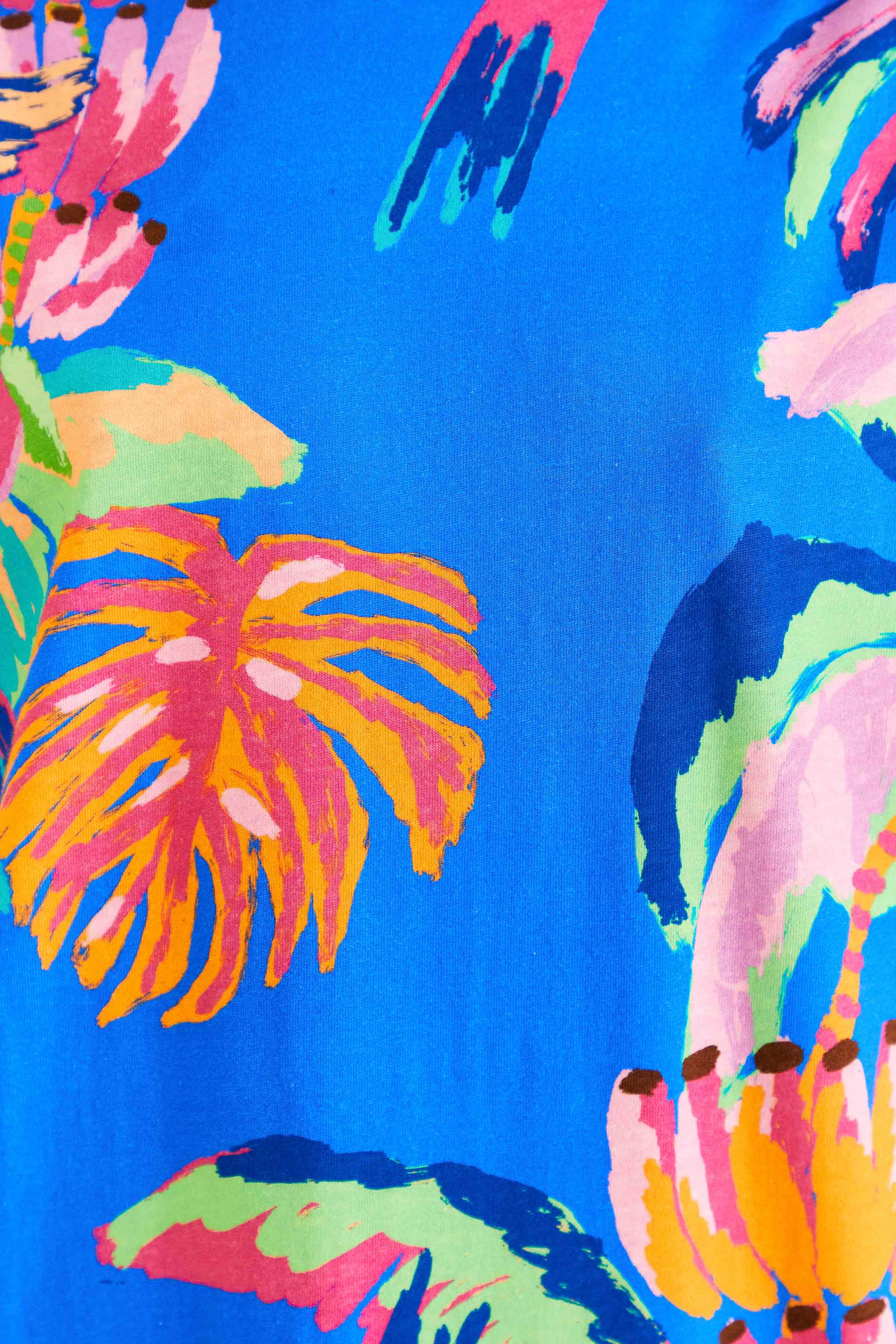 Blue Painted Jungle T-Shirt Dress