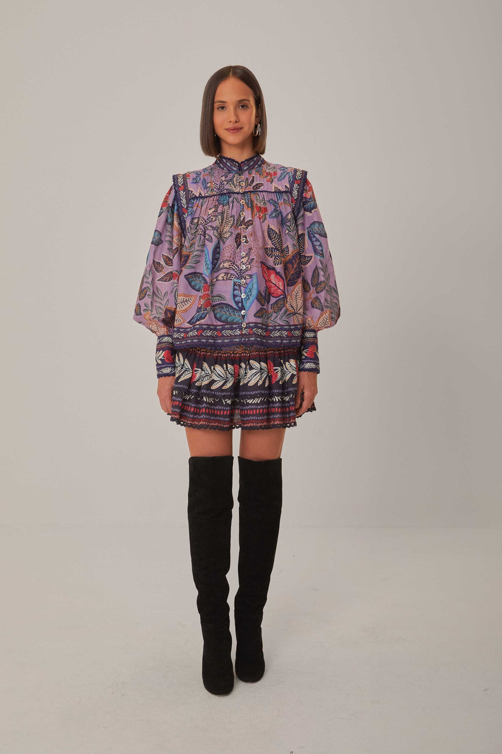 Lavender Wild Night Long Sleeve Blouse