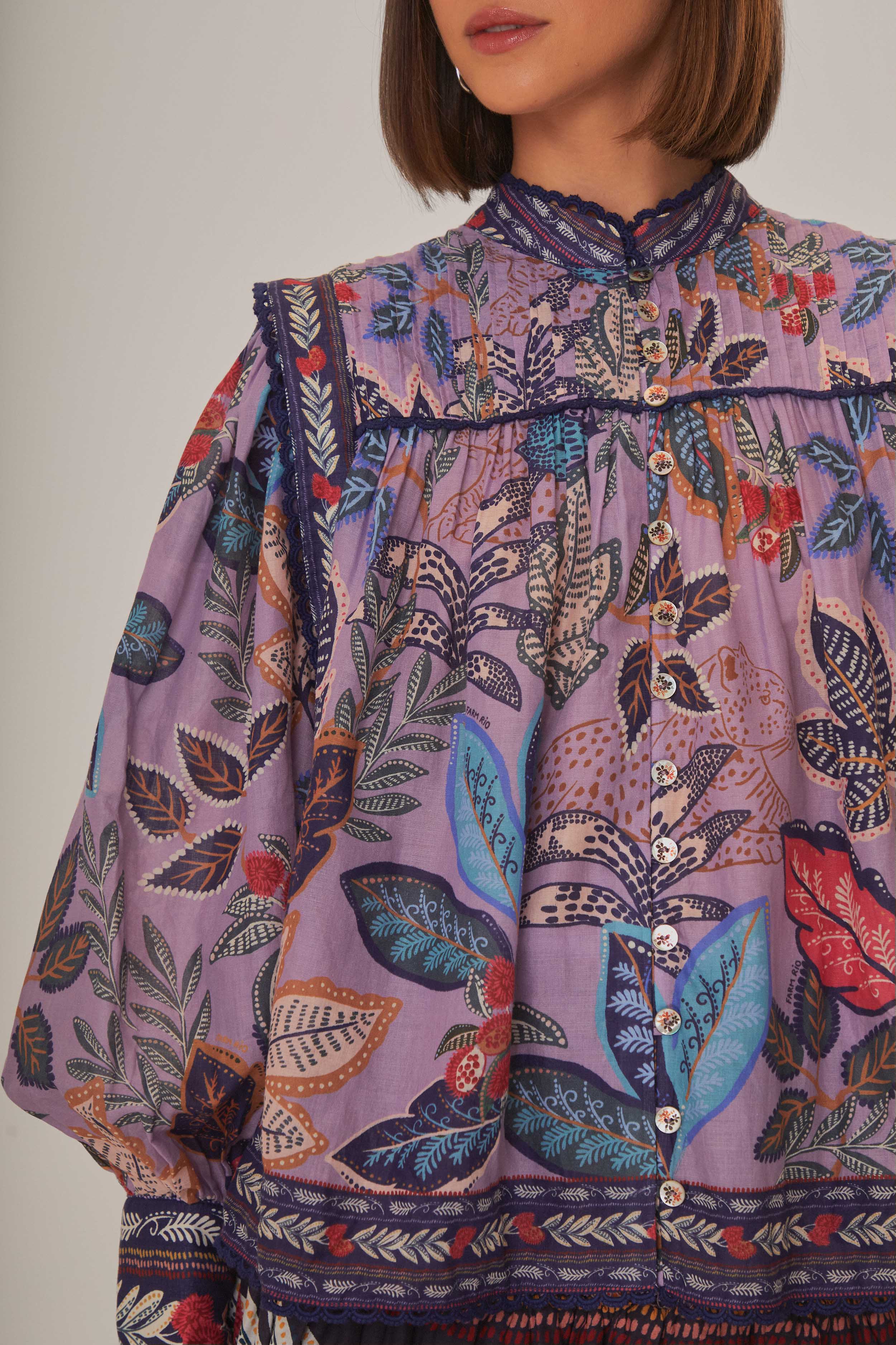 Lavender Wild Night Long Sleeve Blouse