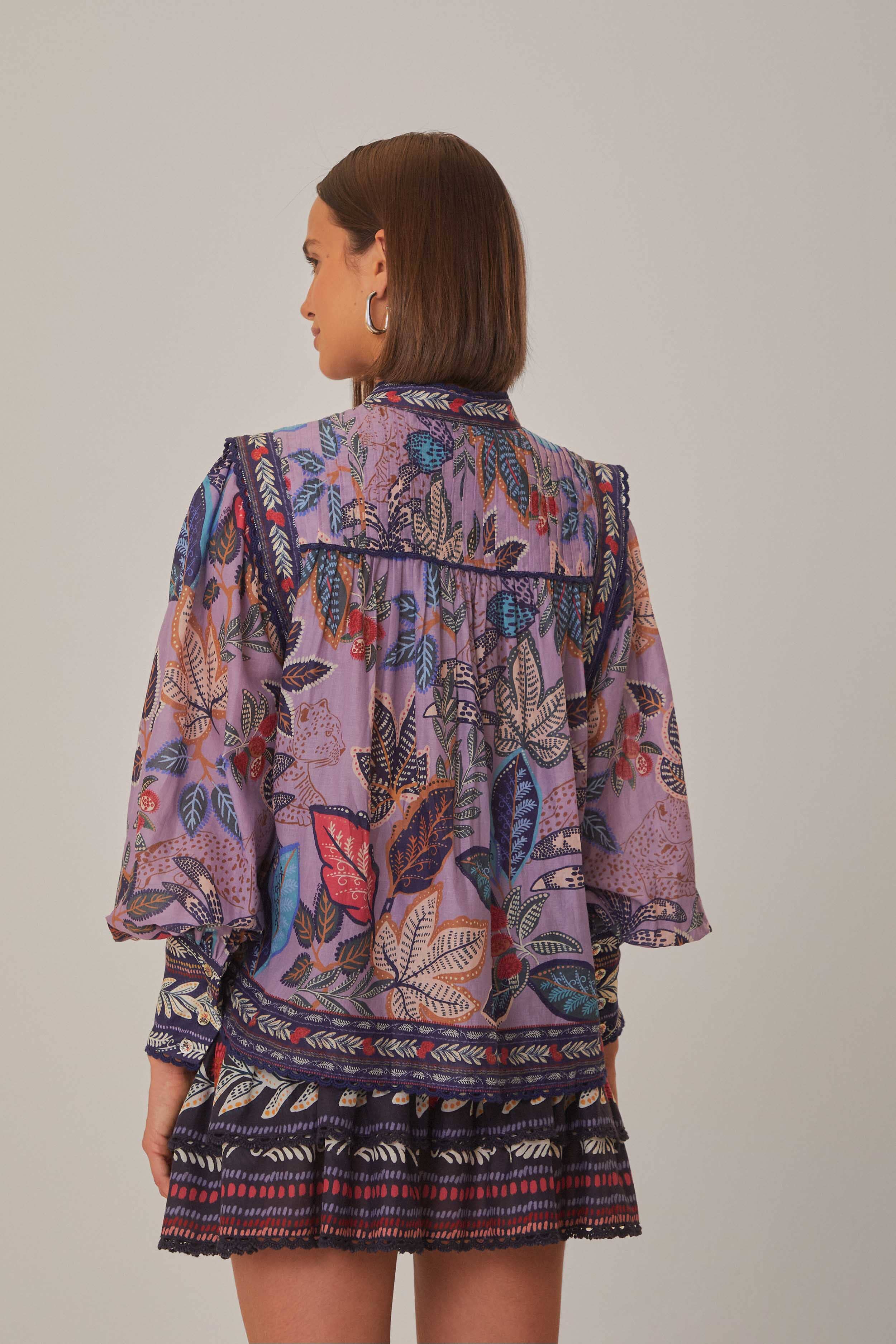 Lavender Wild Night Long Sleeve Blouse