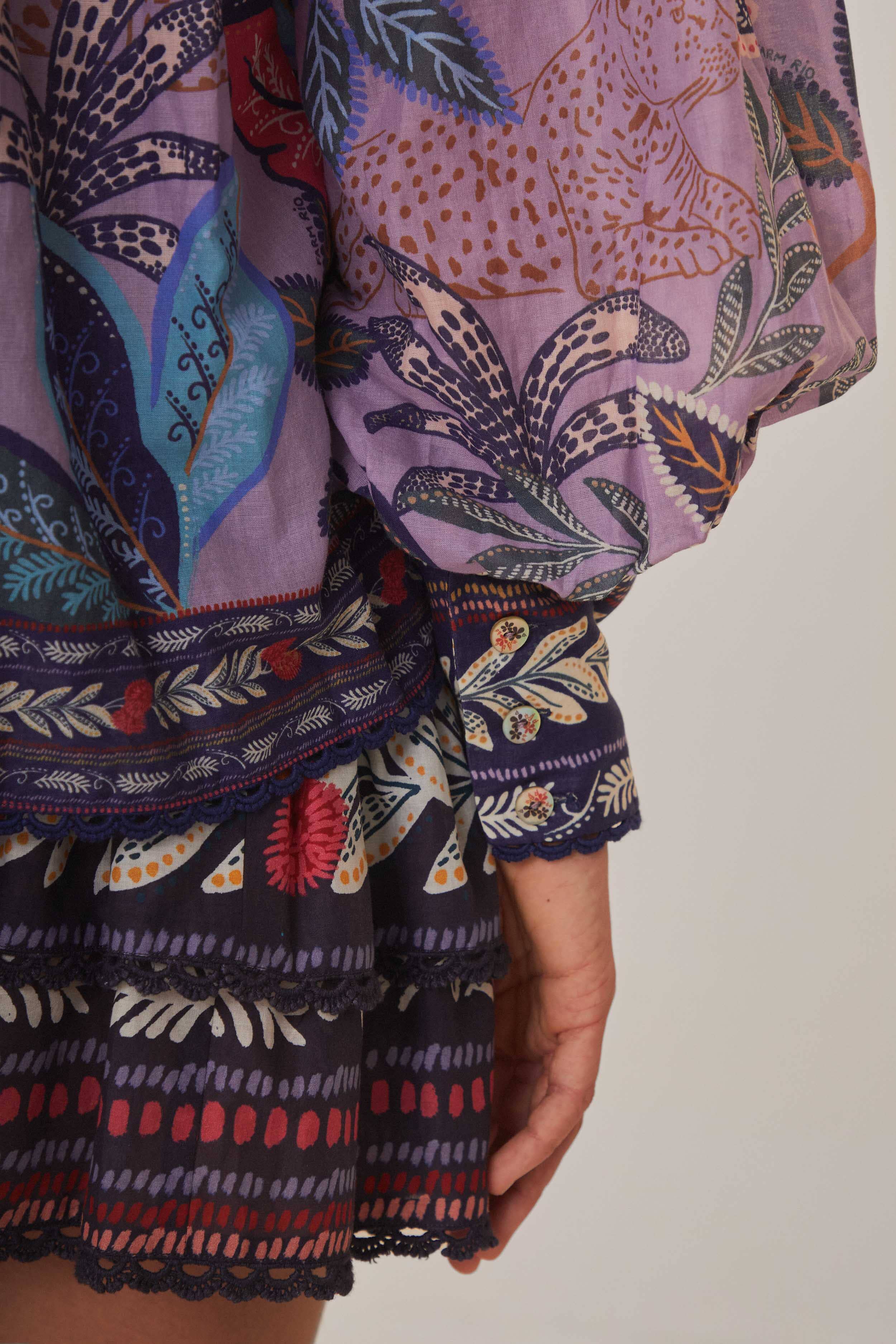 Lavender Wild Night Long Sleeve Blouse
