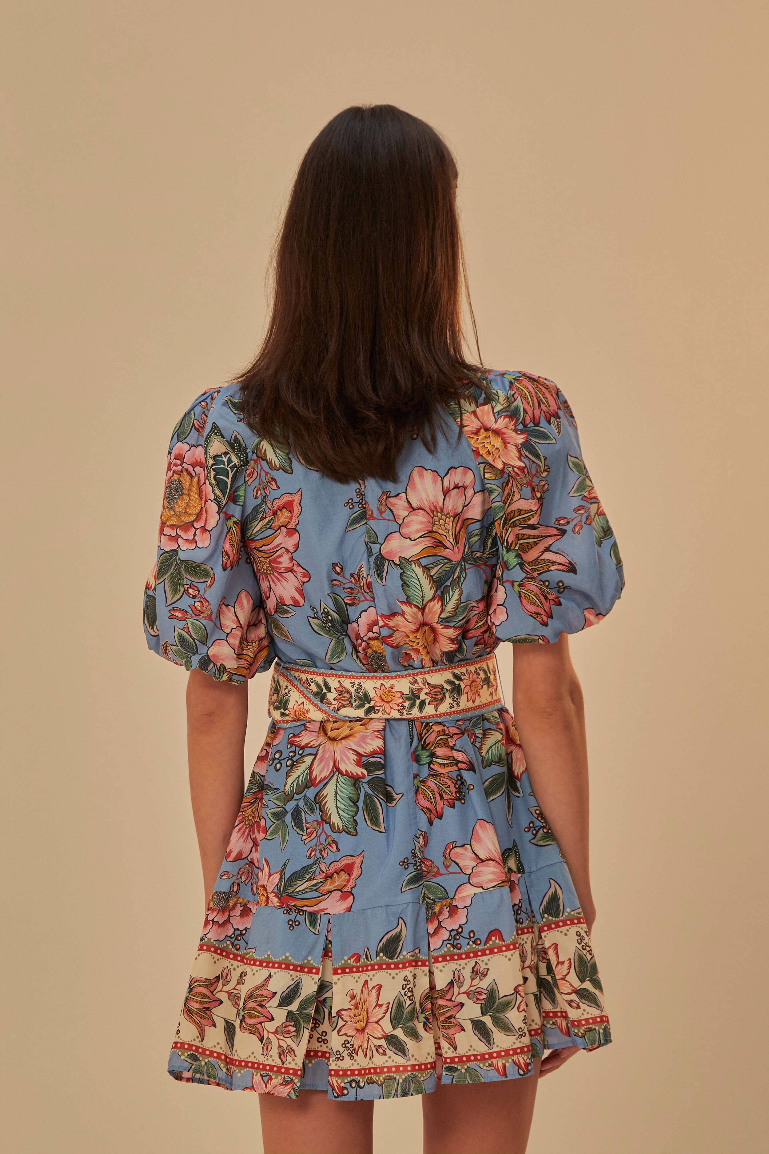 Blue Wonderful Bouquet Mini Dress