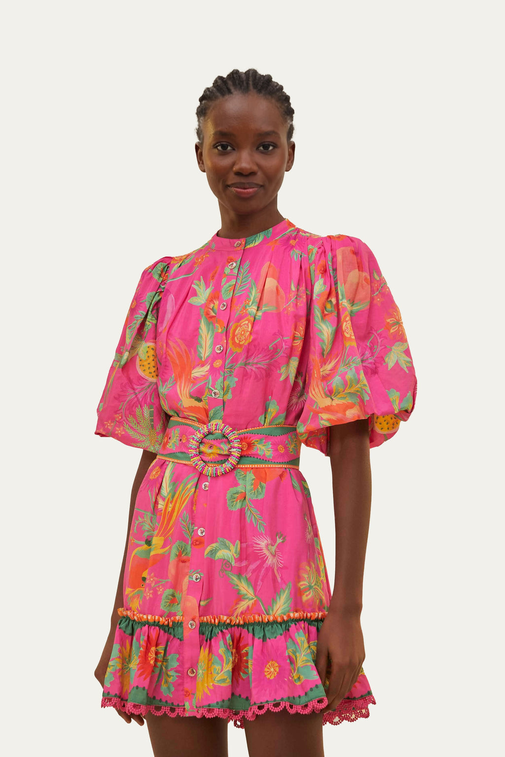 Pink Delicate Fruit Garden Mini Dress