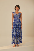 Blue Flower Richelieu Euroflax™ Premium Linen Midi Dress