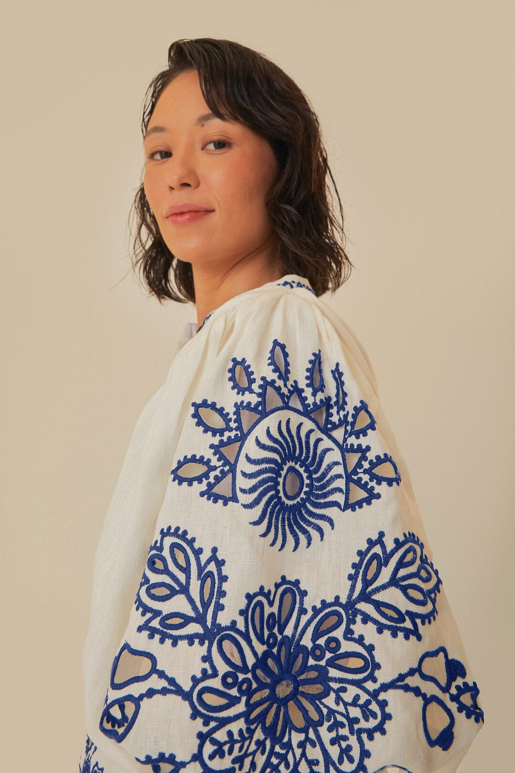 White Richelieu Euroflax™ Premium Linen Mini Dress