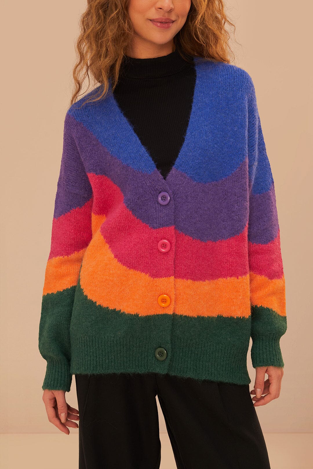 Vintage Waves Multicolor Knit Cardigan