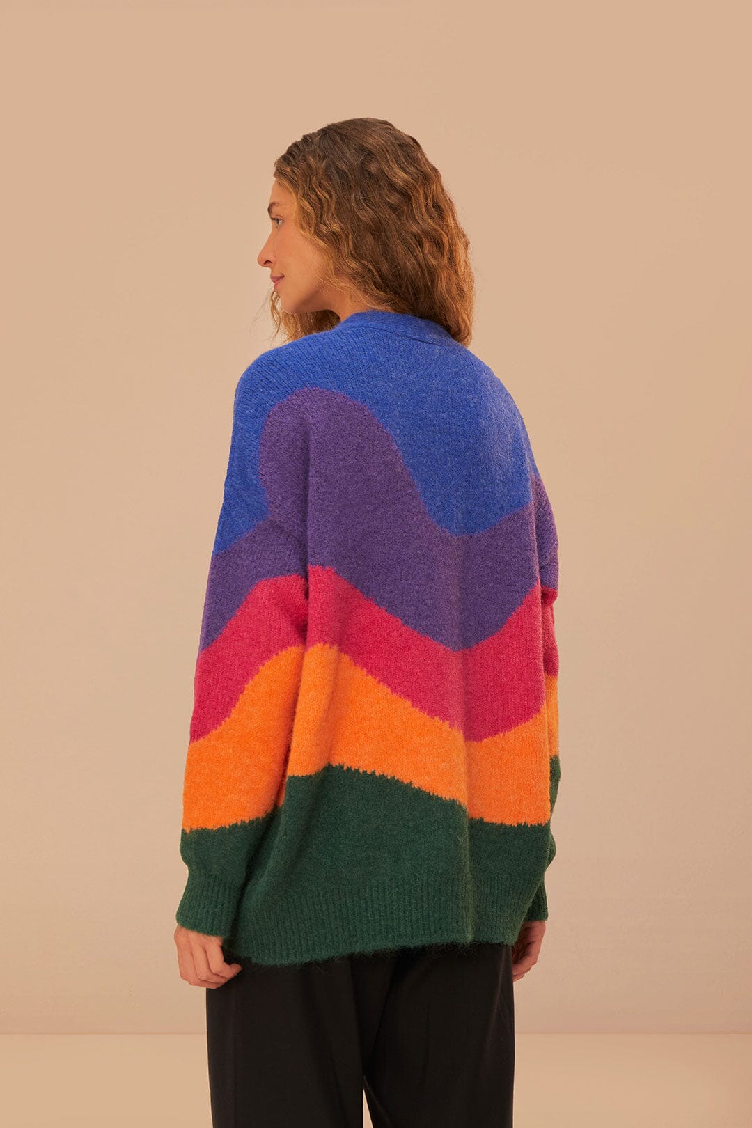 Vintage Waves Multicolor Knit Cardigan