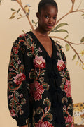 Black Ravenala Knit Midi Cardigan