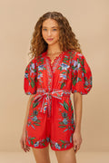 Red Sweet Bloom Bouquet Organic Cotton Romper