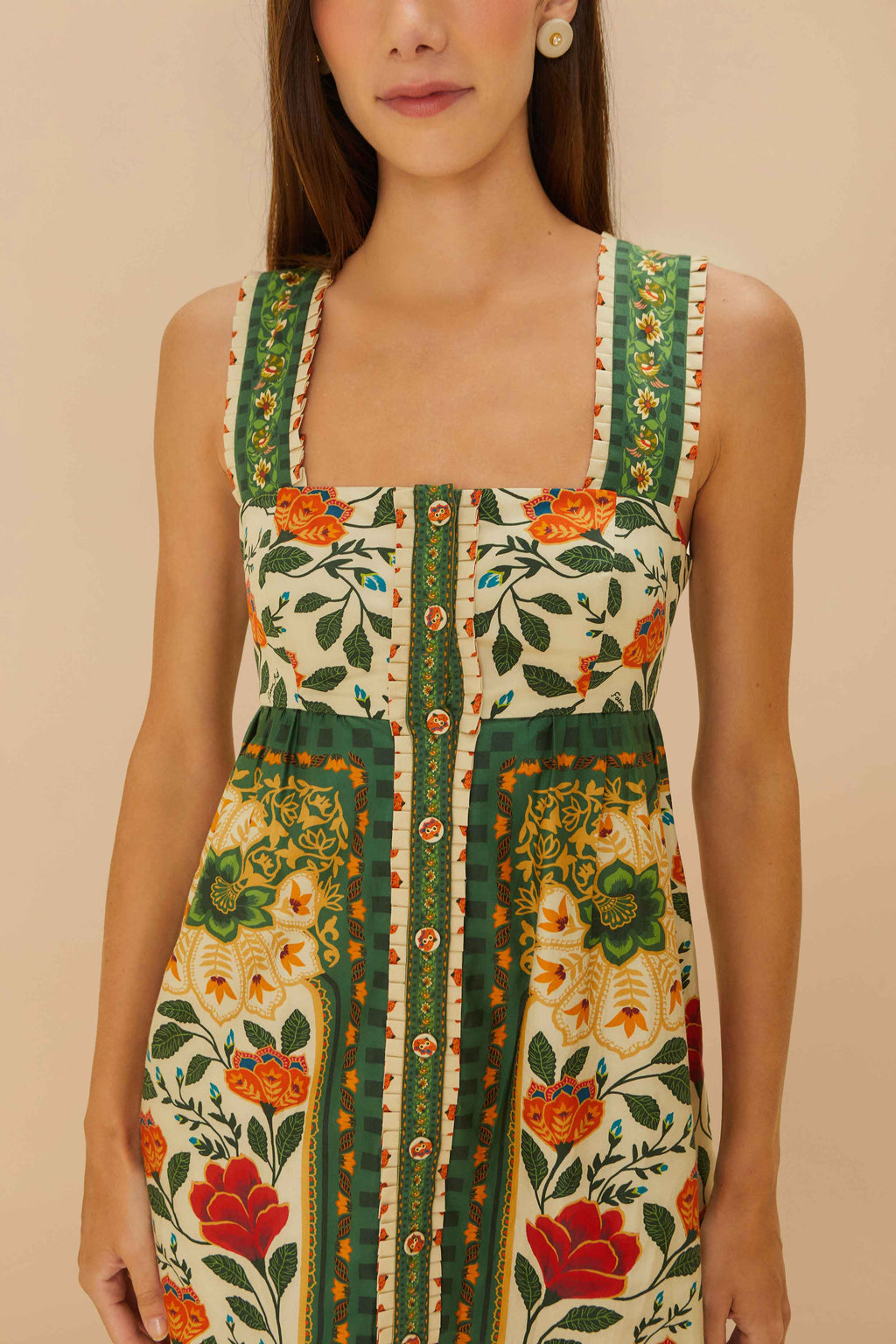 Sand Garden Tapestry Back Bow Maxi Dress