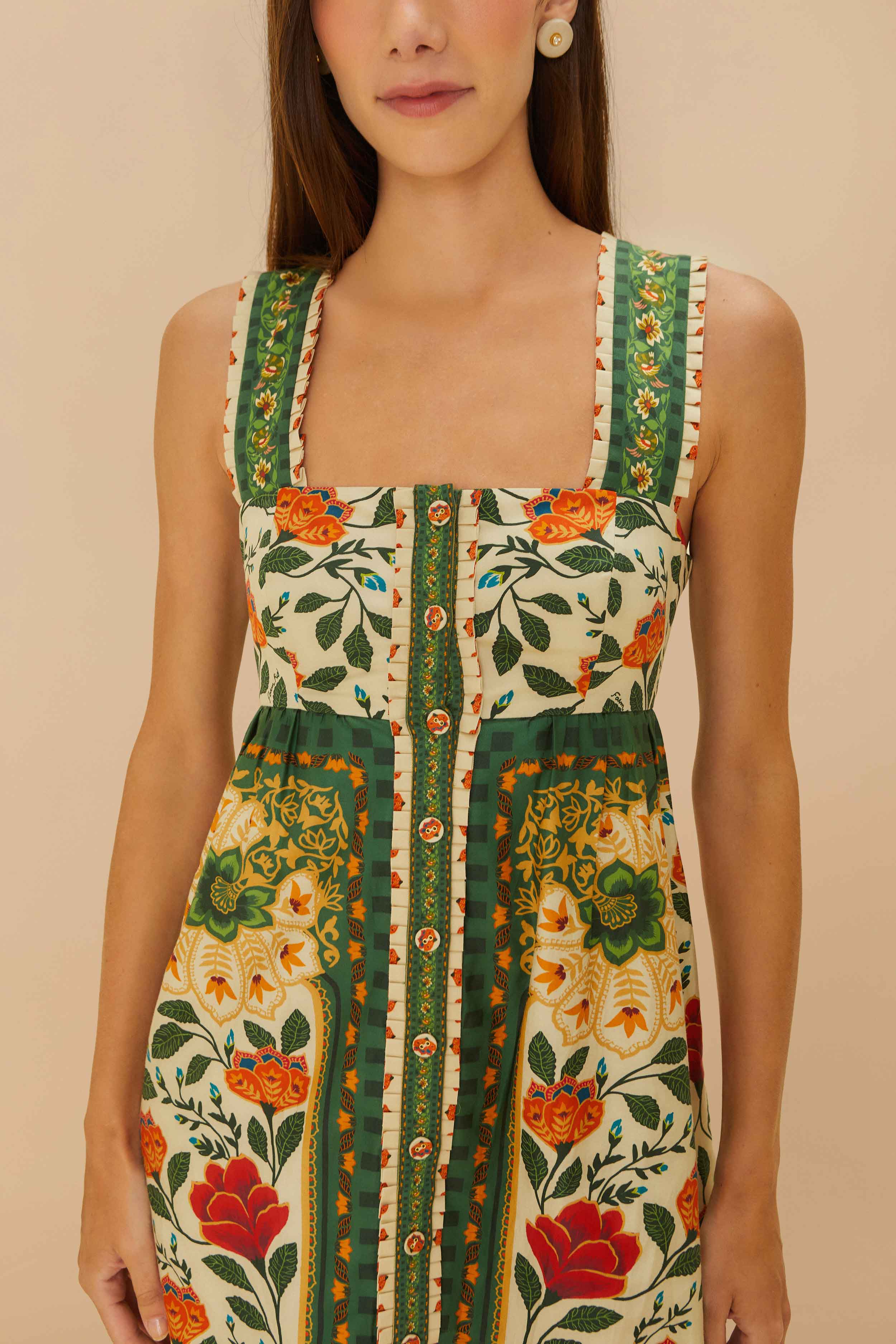 Sand Garden Tapestry Back Bow Maxi Dress