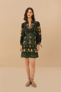 Black Flowers Arch LENZING™ ECOVERO™ Euroflax™ Mini Dress
