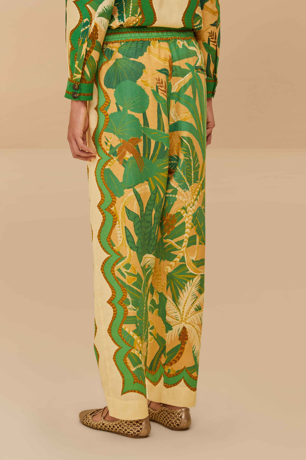 Beige Tropical Isla LENZING™ ECOVERO™ Euroflax™ Pants