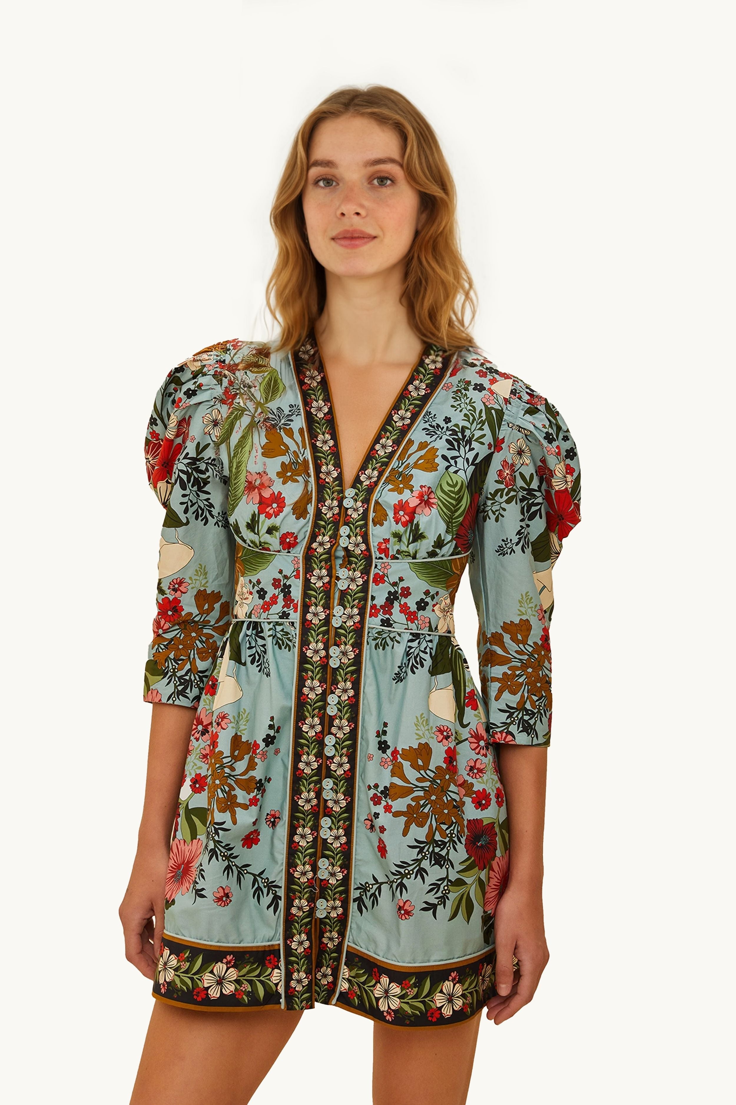 Blue Beauty Bouquet Mini Dress