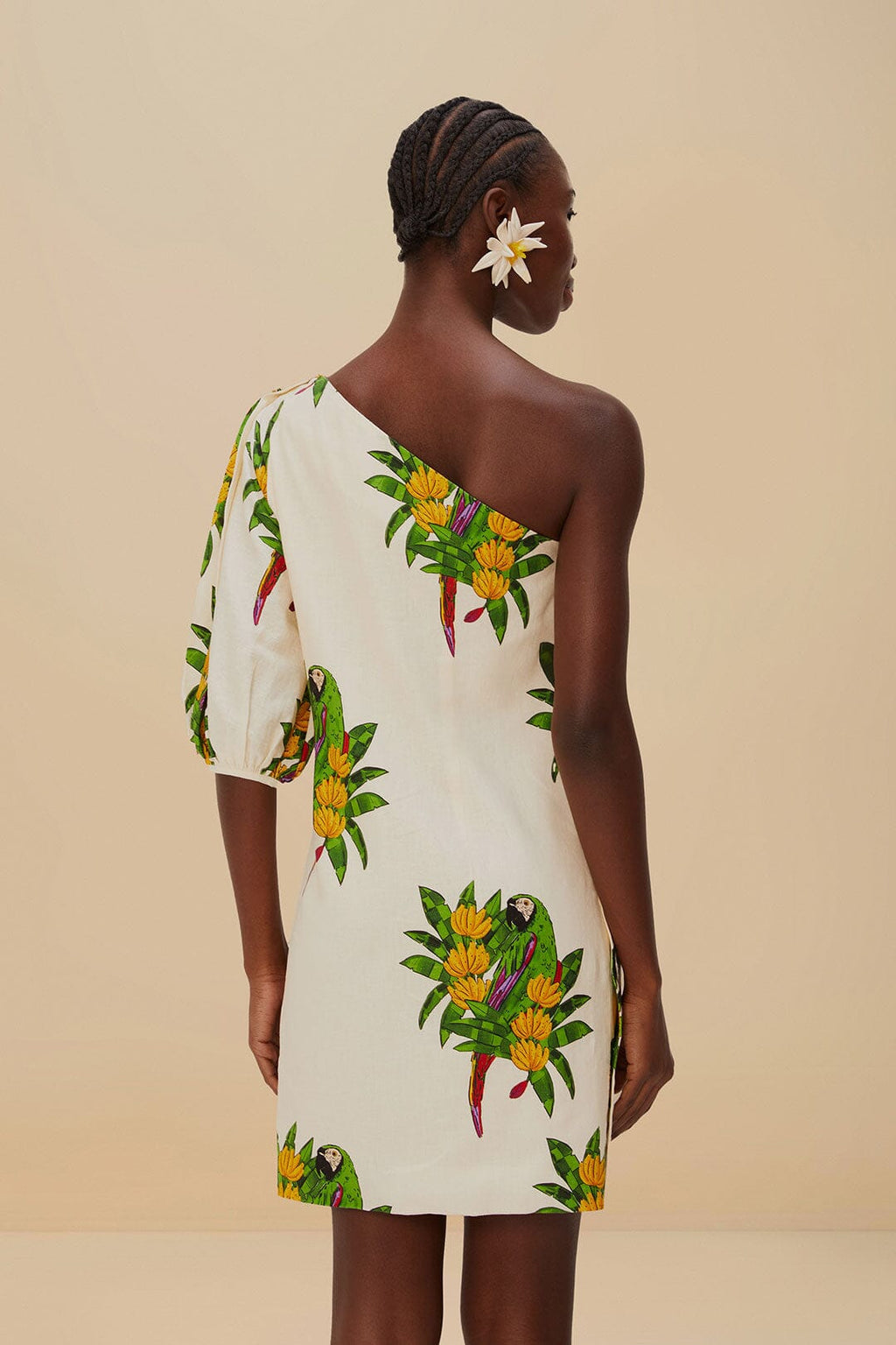 Off-White Maracana Bird LENZING™ ECOVERO™ Euroflax™ Mini Dress