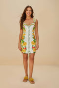Off-White Picnic Flowers LENZING™ ECOVERO™ Euroflax™ Mini Dress