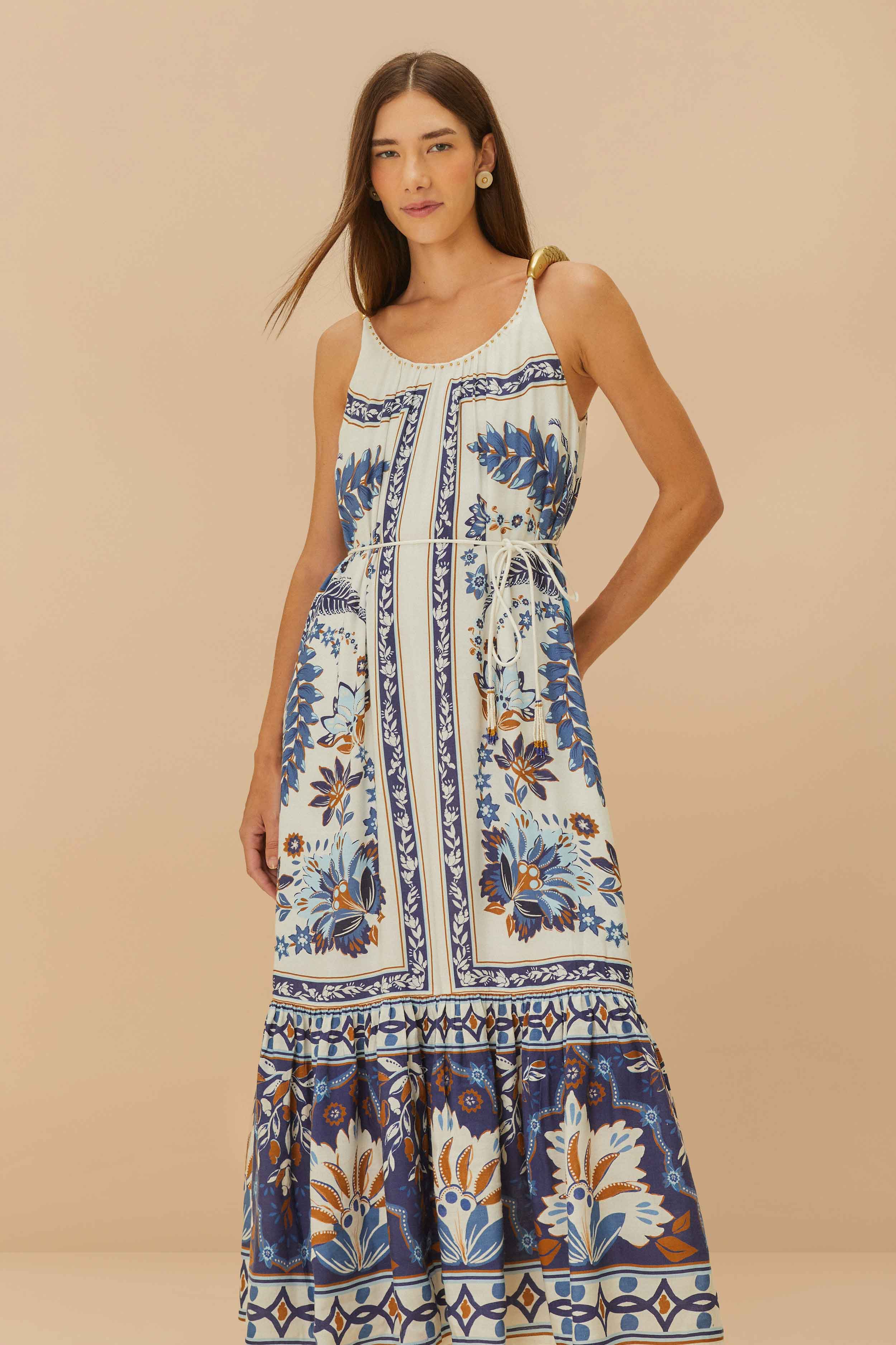 Off-White Ana Tapestry Fish Strap Maxi Dress