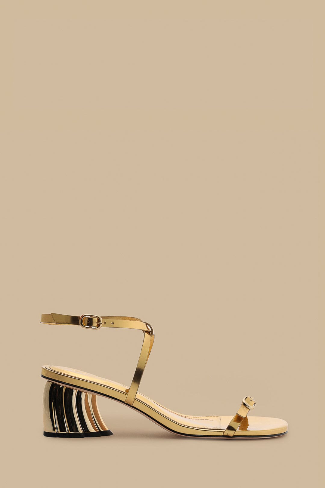Gold Monstera Heeled Scallop Sandal