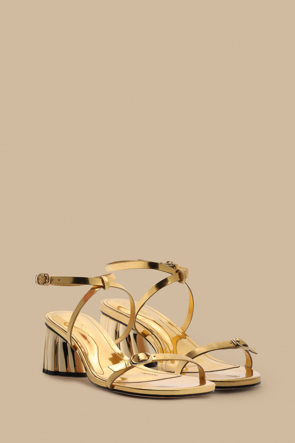 Gold Monstera Heeled Scallop Sandal