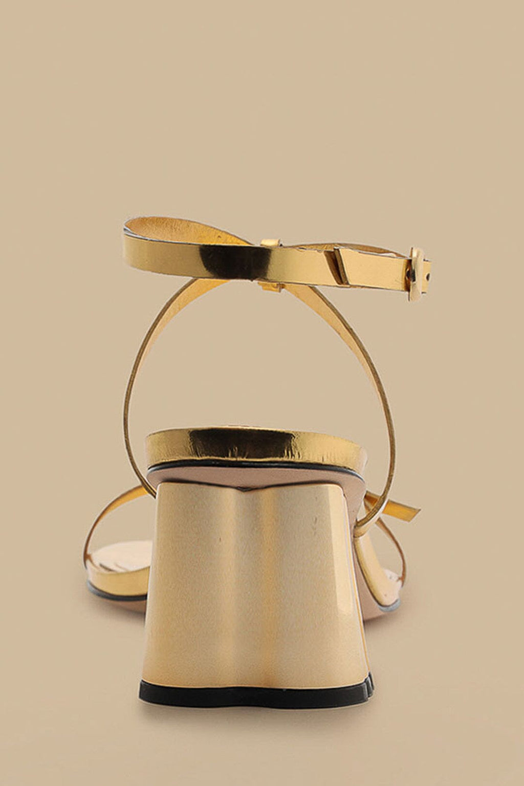 Gold Monstera Heeled Scallop Sandal