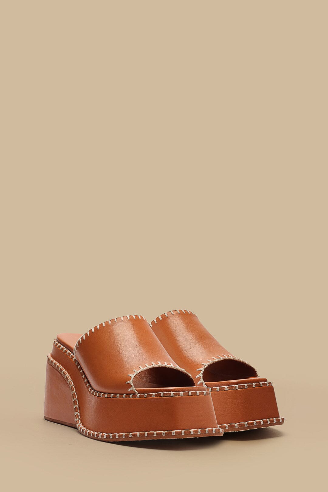 Camel Wedge Mule Sandal