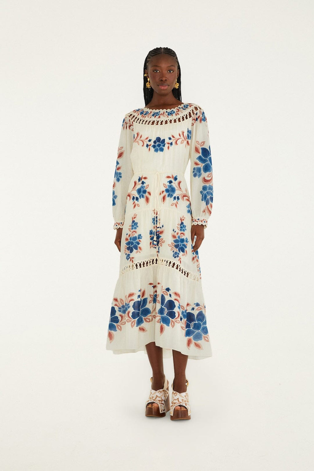 Sand Renata Floral Drawstring Cut-Out Maxi Dress
