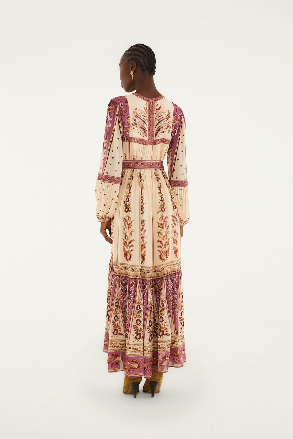 Delicate Ainika Sand Long Sleeve Maxi Dress