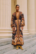 Black Majestic Garden Buttoned Puff Sleeve Maxi Dress