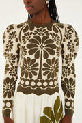 Green Palermo Puff Sleeve Knit Top