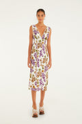 Cream Grape Garden Lenzing Ecovero Viscose Midi Dress