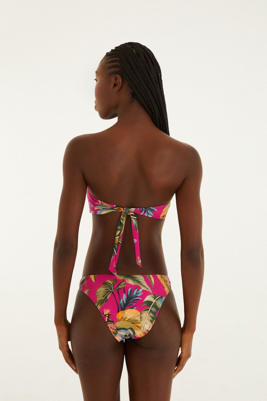 Pink Tropicalia Front Knot Bikini Top