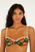 Green Bird Leaves Underwire Bikini Top